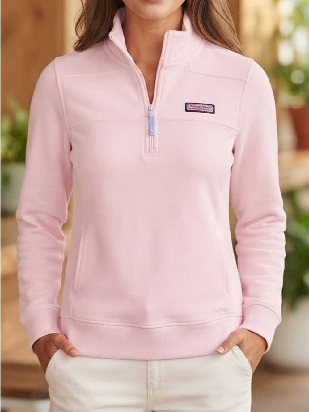 Vineyard Vines Pale Pink Quarter-Zip Fleece Pullover XXS